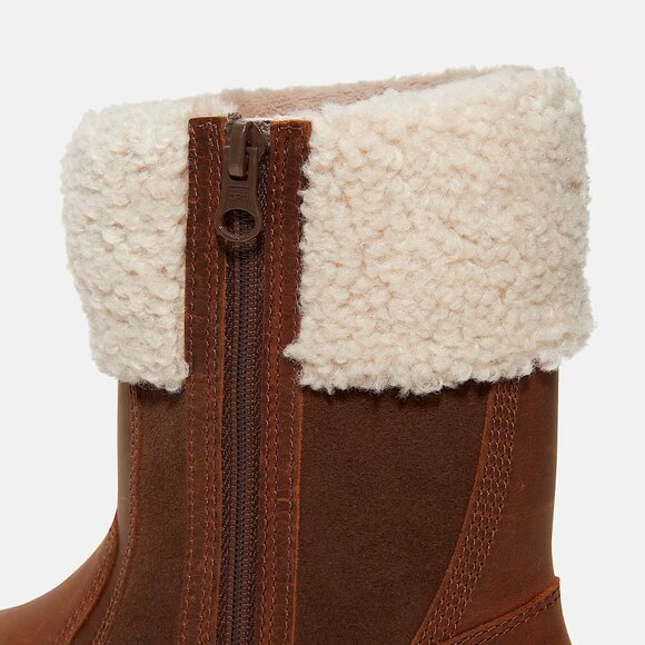 NEW TIMBERLAND Leather Mid Zip Up Boots Dark Brown for women 763mn - Picture 4 of 8